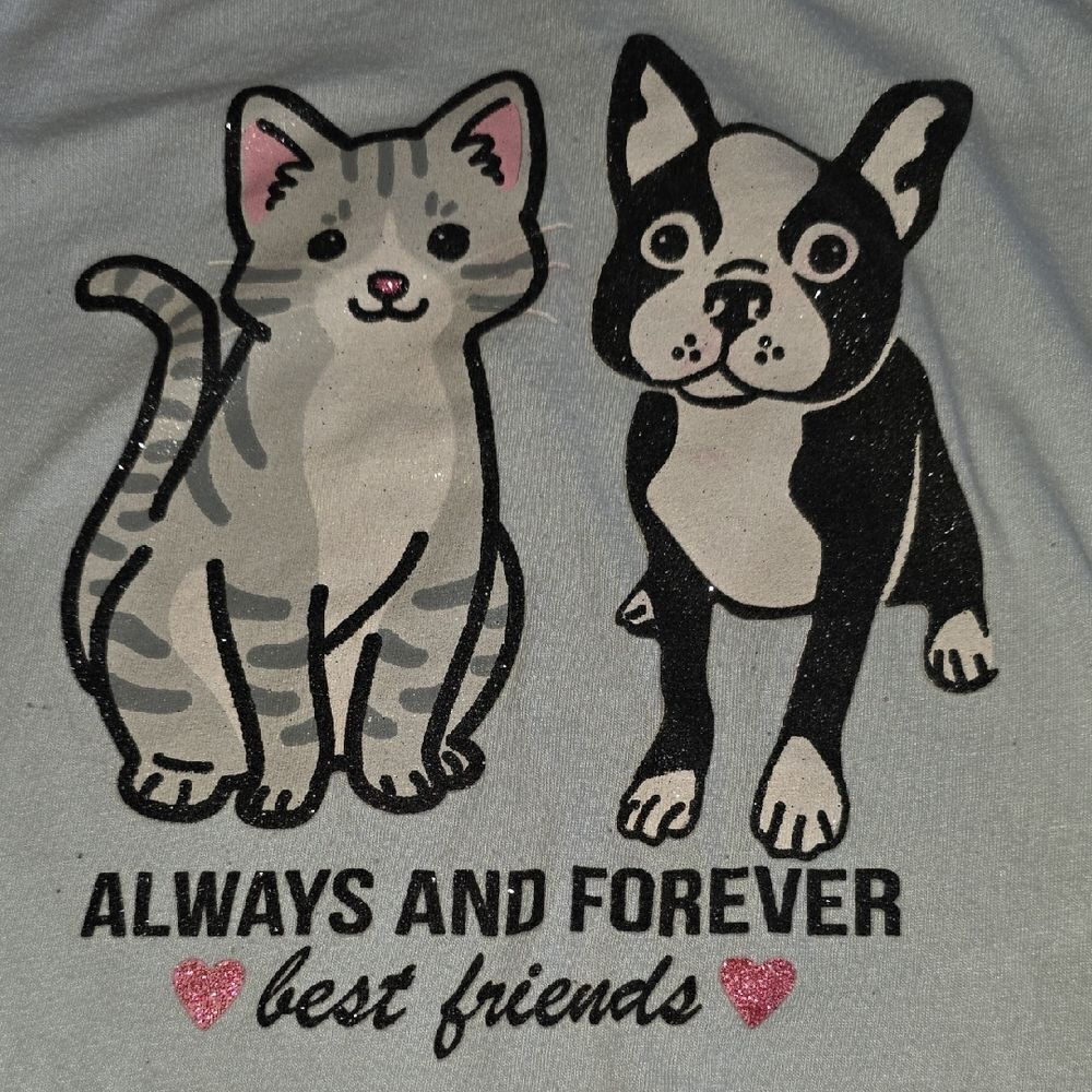 Wallflower Blue Short Sleeve Tee with Cartoon Cat Design - Picture 3 of 4
